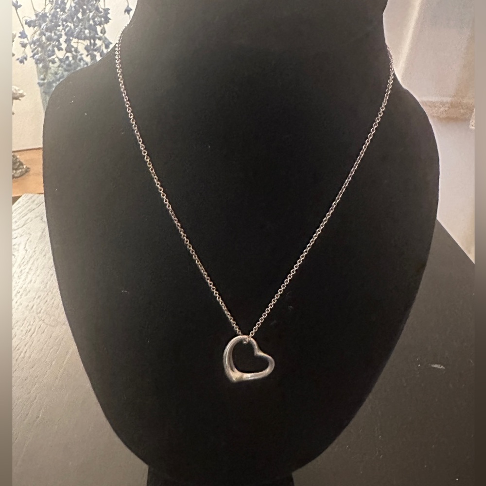 Tiffany Elsa Peretti Open Heart Pendant Necklace